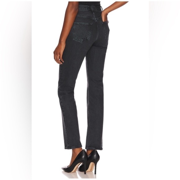 AGOLDE High Rise Vintage Boot Jeans Percolate Dark Grey Distressed Black - Picture 15 of 16